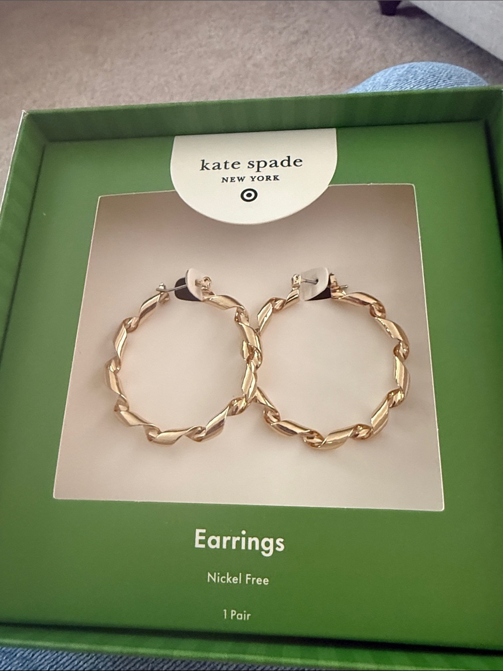 kate spade gold twisted-link hoop earrings
